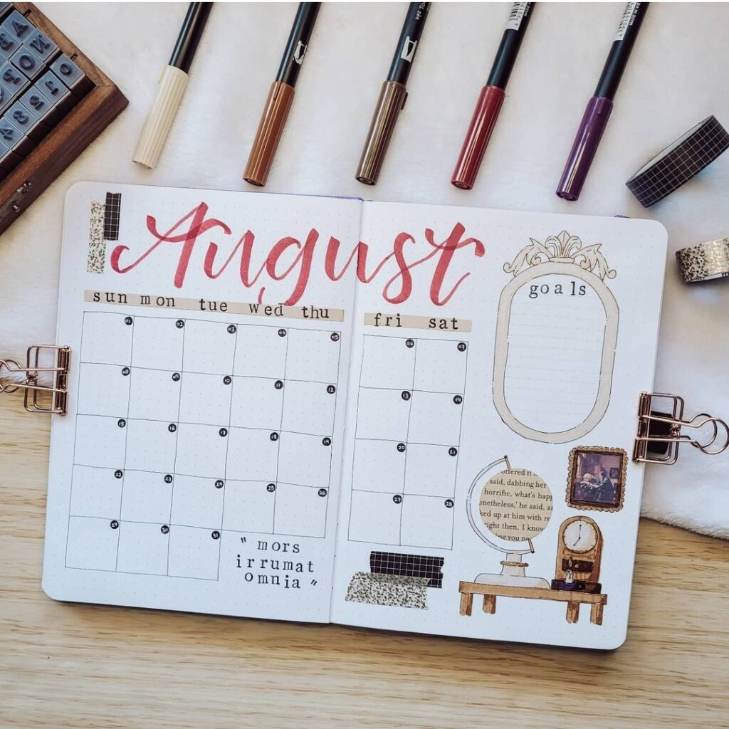 23 August Bullet Journal Ideas That Will Spark Your Creativity with August Bullet Journal Calendar 2025