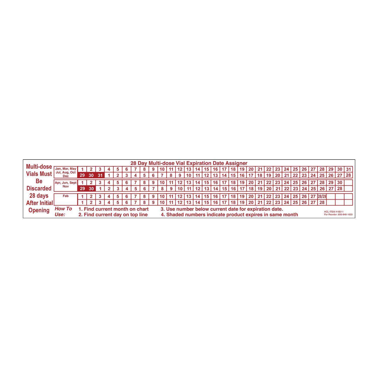 28-Day Multi-Dose Vial Expiration Date Assigner Labels intended for Printable Multi Dose Vial 28 Day Expiration Calendar 2024 2025
