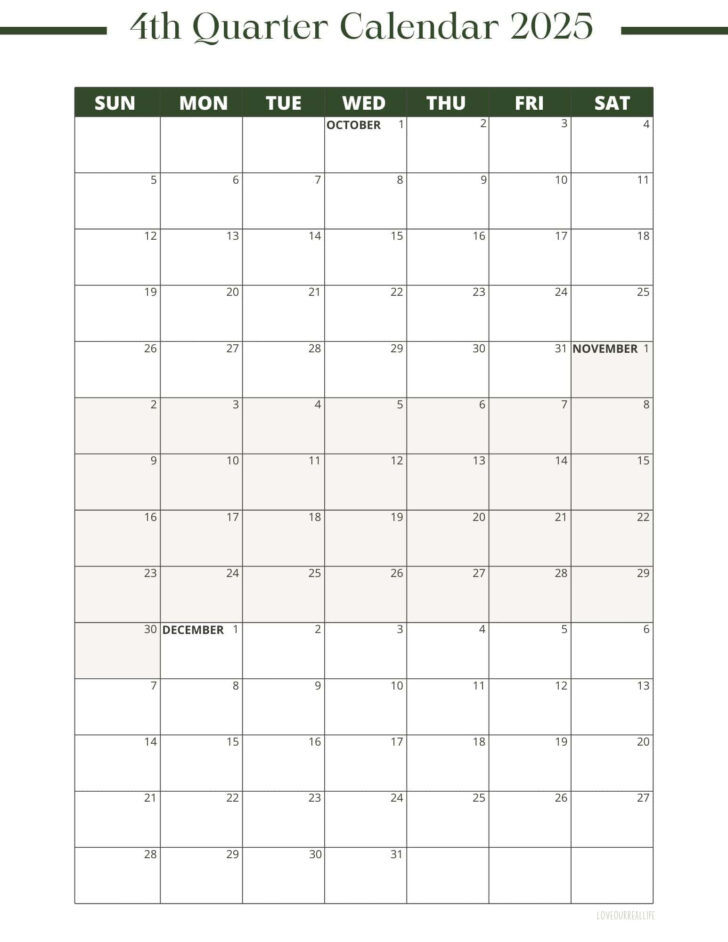 3 Month Calendar August September October 2025