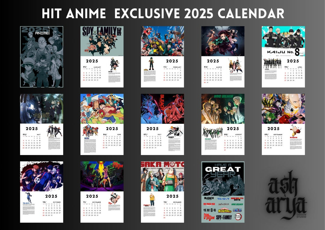 Anime Hits Calendar 2025 Editable Templates &amp;amp; Ready To Print Pdf within Anime Calendar 2025 Printable