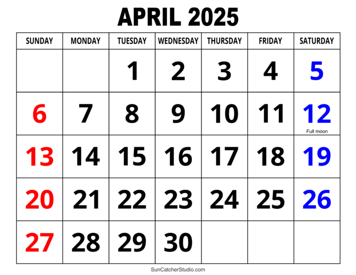 Printable Calendar 2025 Free April