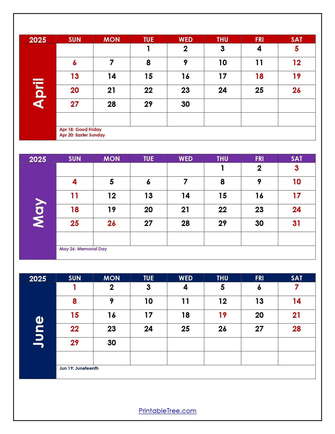 April To June 2025 Calendar Printable Pdf | Three Months Calendar within Printable Calendar 2025 April May June