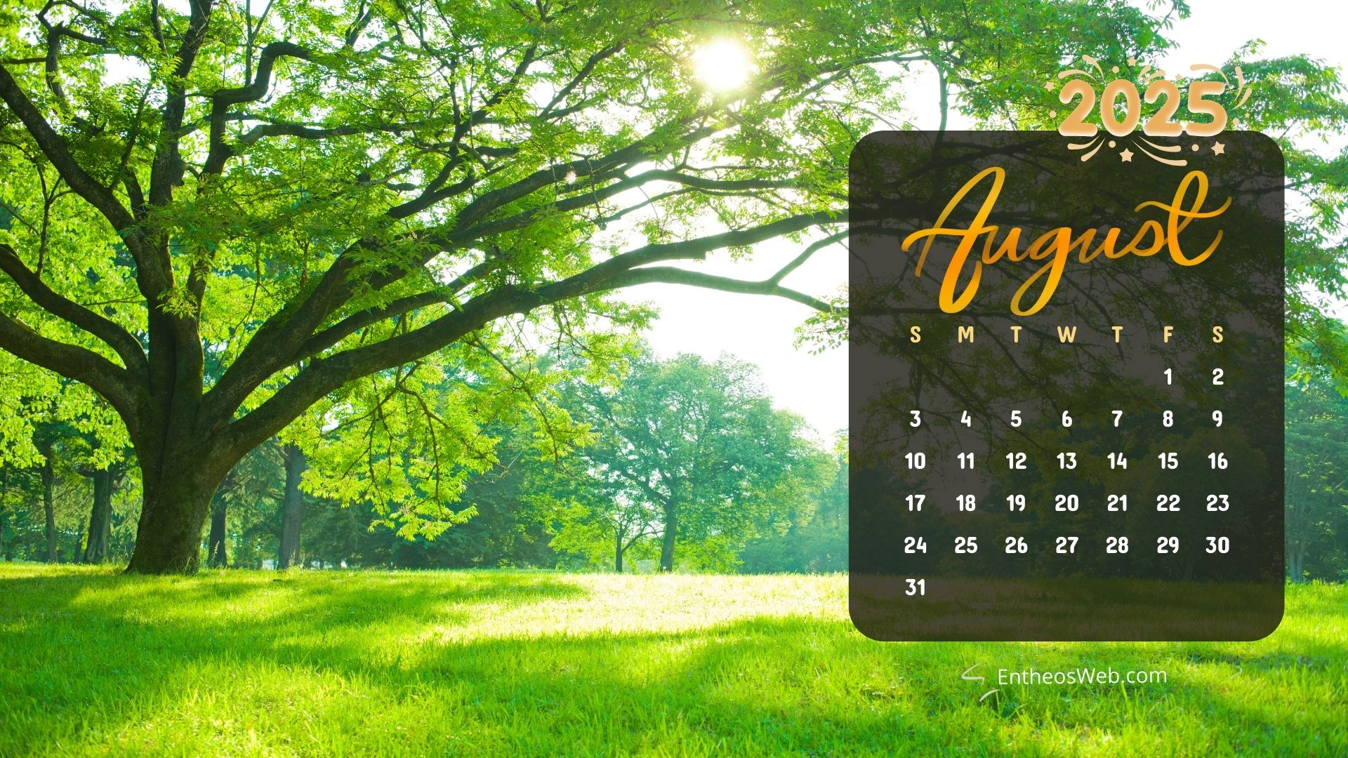 August 2025 Calendar Desktop Wallpapers &amp;amp; Screensavers | Entheosweb inside August 2025 Calendar Wallpaper Desktop