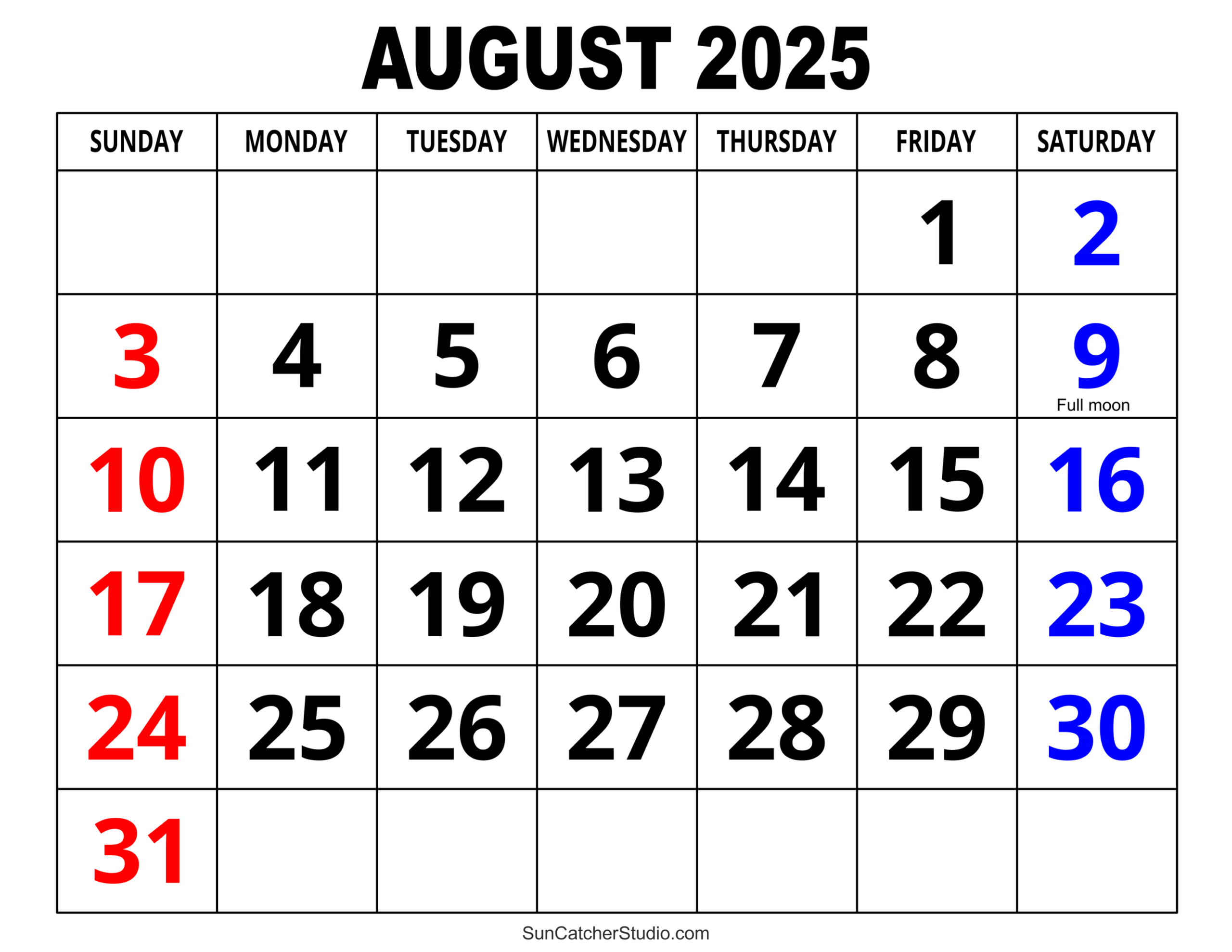 August 2025 Calendar (Free Printable) – Free Printables, Monograms in August 2025 Calendar Printable Free Word