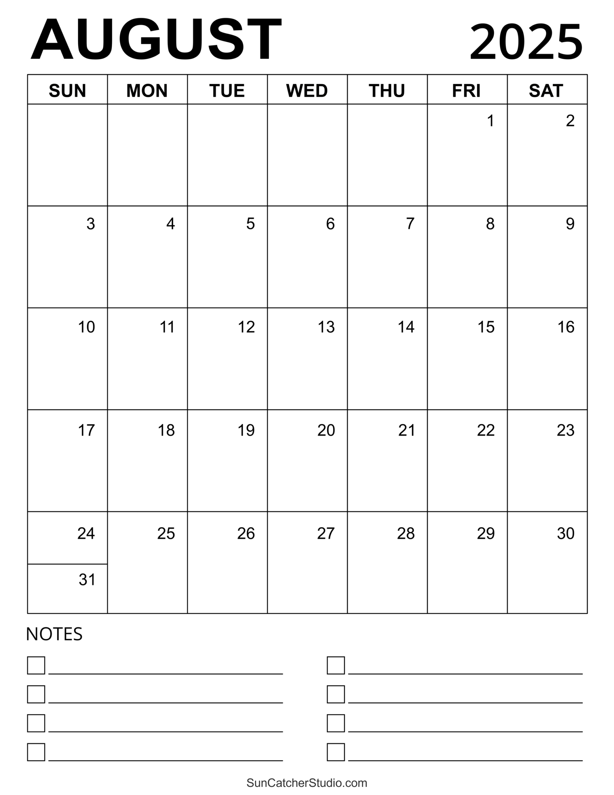 August 2025 Calendar (Free Printable) – Free Printables, Monograms within August 2025 Calendar Printable Word