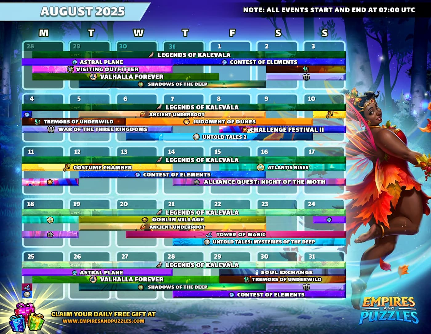 August 2025 Calendar Of Events | Empires &amp;amp; Puzzles within Calendar Of Events August 2025