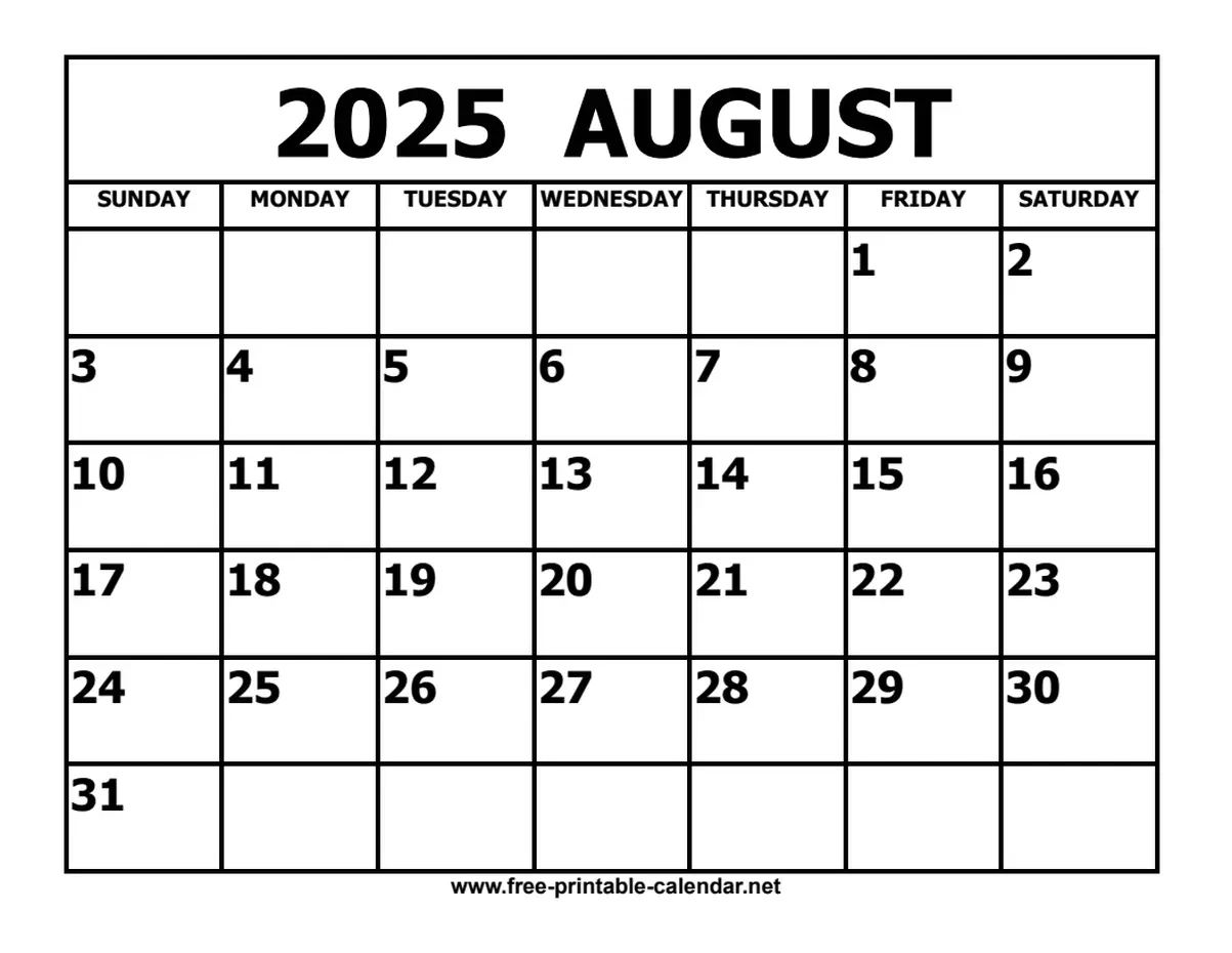 August 2025 Calendar pertaining to Show August 2025 Calendar