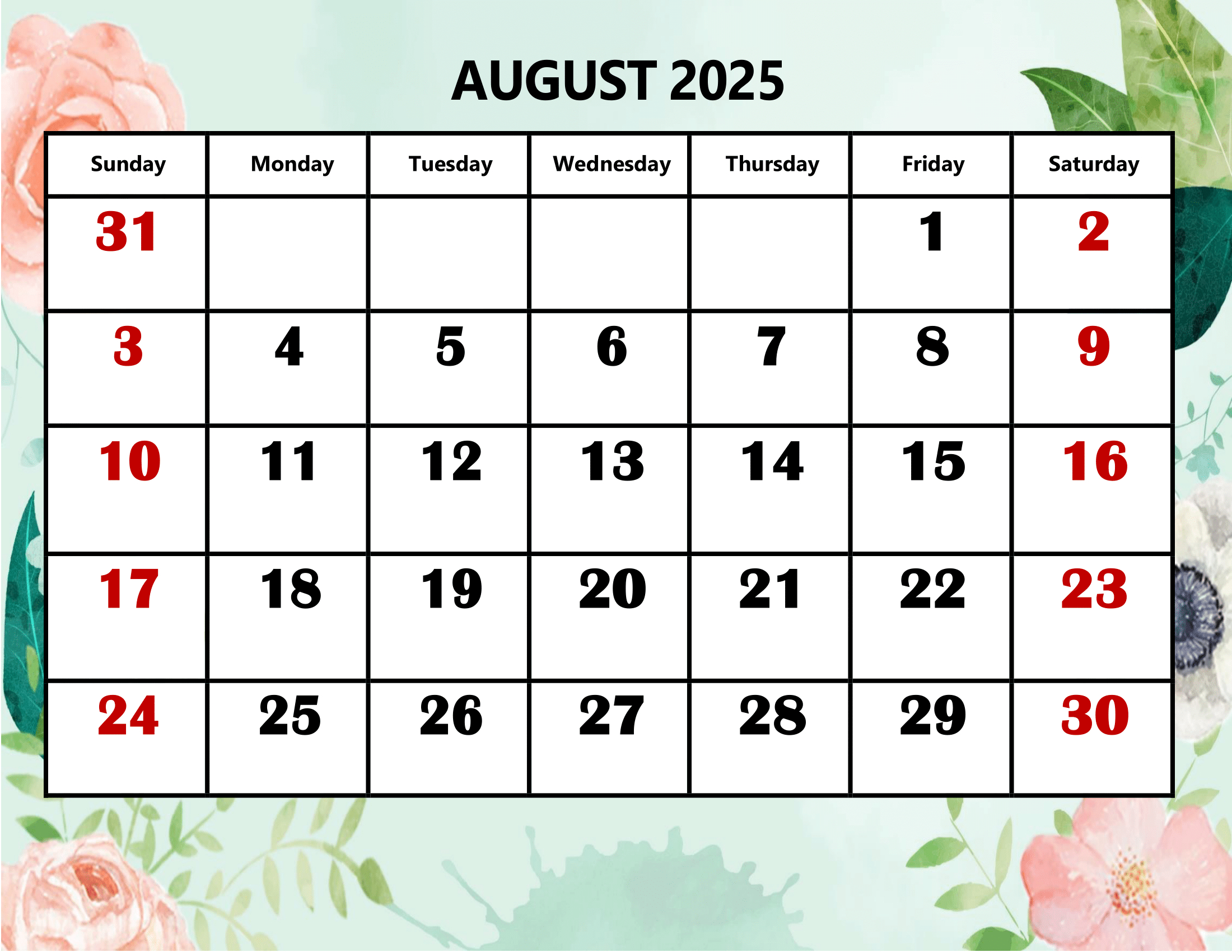 August 2025 Calendar Printable Pdf Template With Holidays pertaining to Printable August 2025 Calendar with Holidays