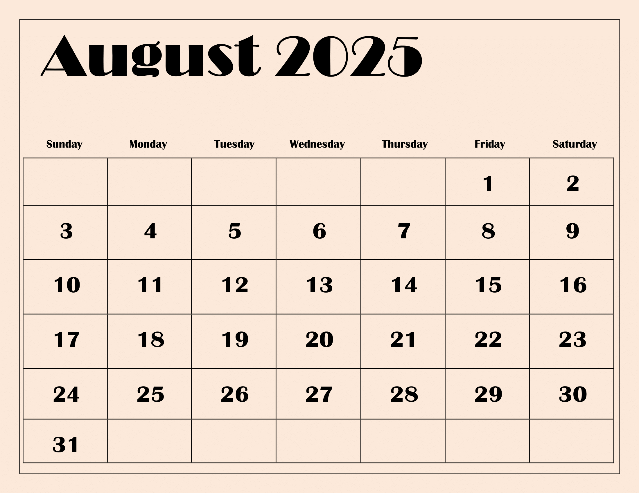 August 2025 Calendar Printable Pdf Template With Holidays with regard to Calendar For August 2025