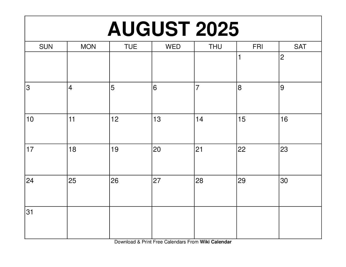 August 2025 Calendar - Printable Templates &amp;amp; More with Show Me August Calendar 2025