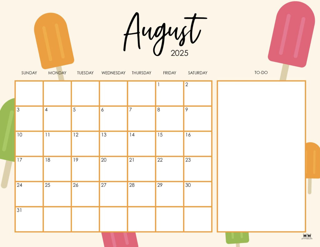 August 2025 Calendars - 107 Free Printables | Printabulls within Cute August 2025 Calendar