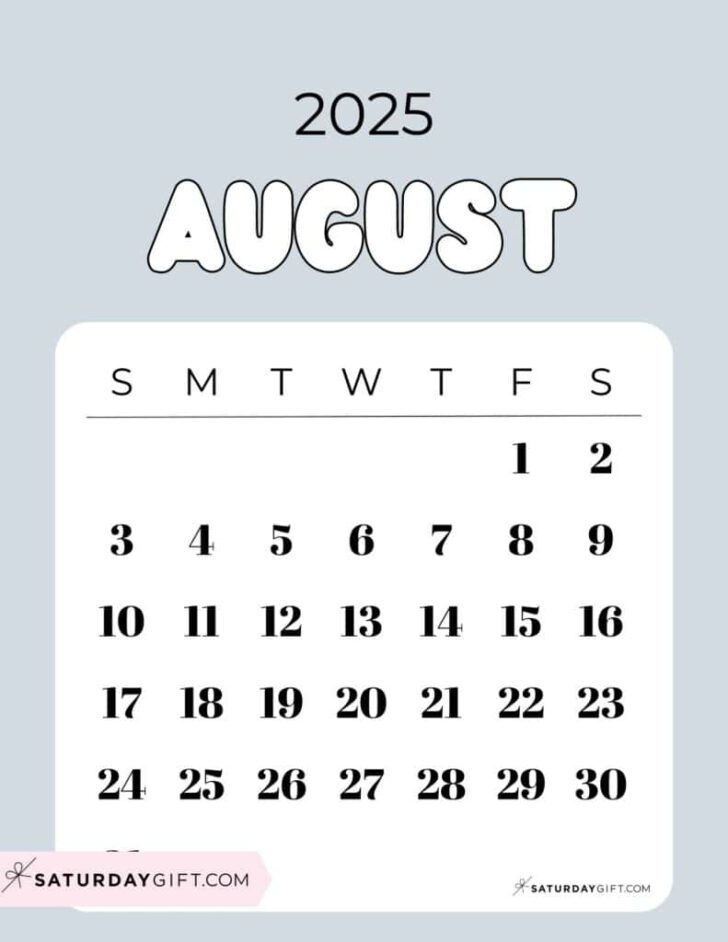 Show Me Calendar For August 2025