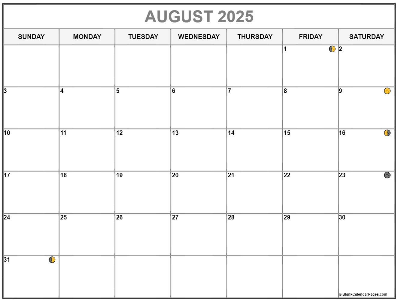 August 2025 Lunar Calendar | Moon Phase Calendar intended for Moon Calendar August 2025