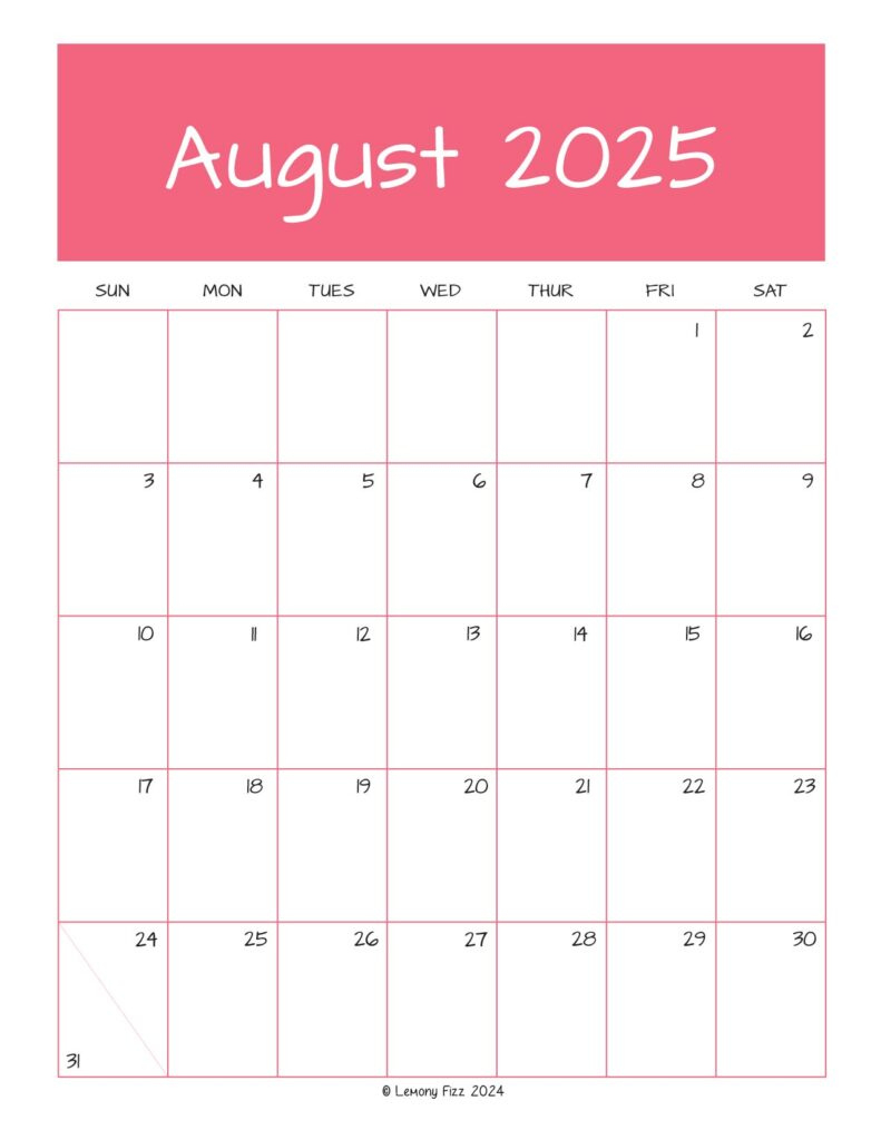 August 2025 Monthly Calendar To Print with regard to August Bullet Journal Calendar 2025