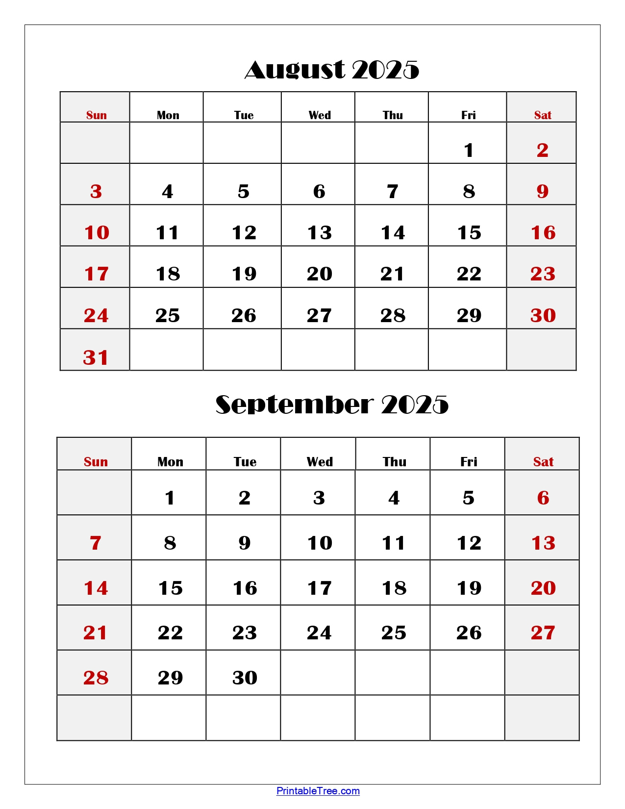 August And September 2025 Calendar Printable Pdf | Two Months Calendar intended for Calendar August 2025 and September 2026