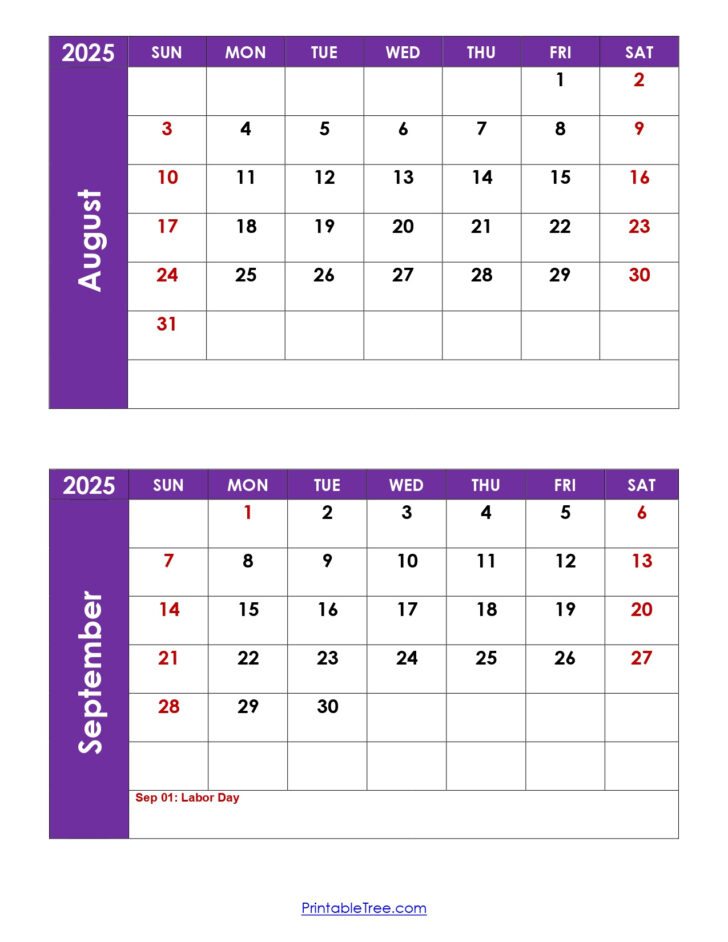 Calendar August 2025 and September 2026