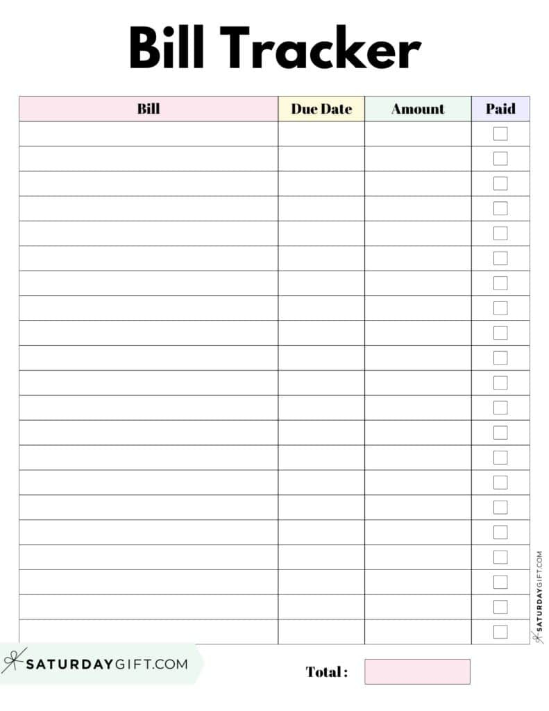 Bill Organizer Template - 39 Cute &amp;amp; Free Printable Bill Trackers intended for Free Printable Bill Calendar 2025