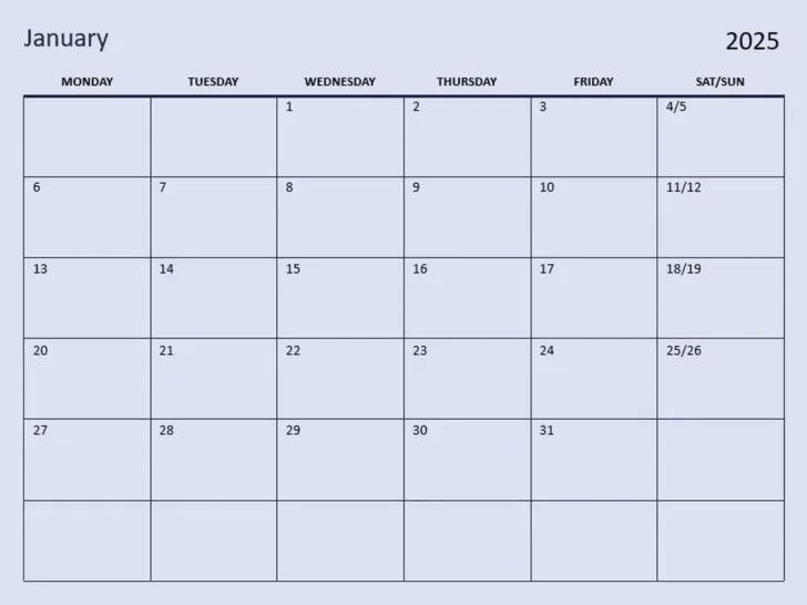 Printable Calendar 2025 Editable Word
