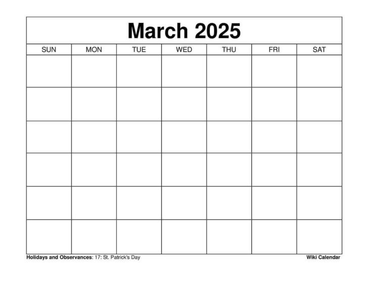 Wiki Calendar 2025 Printable