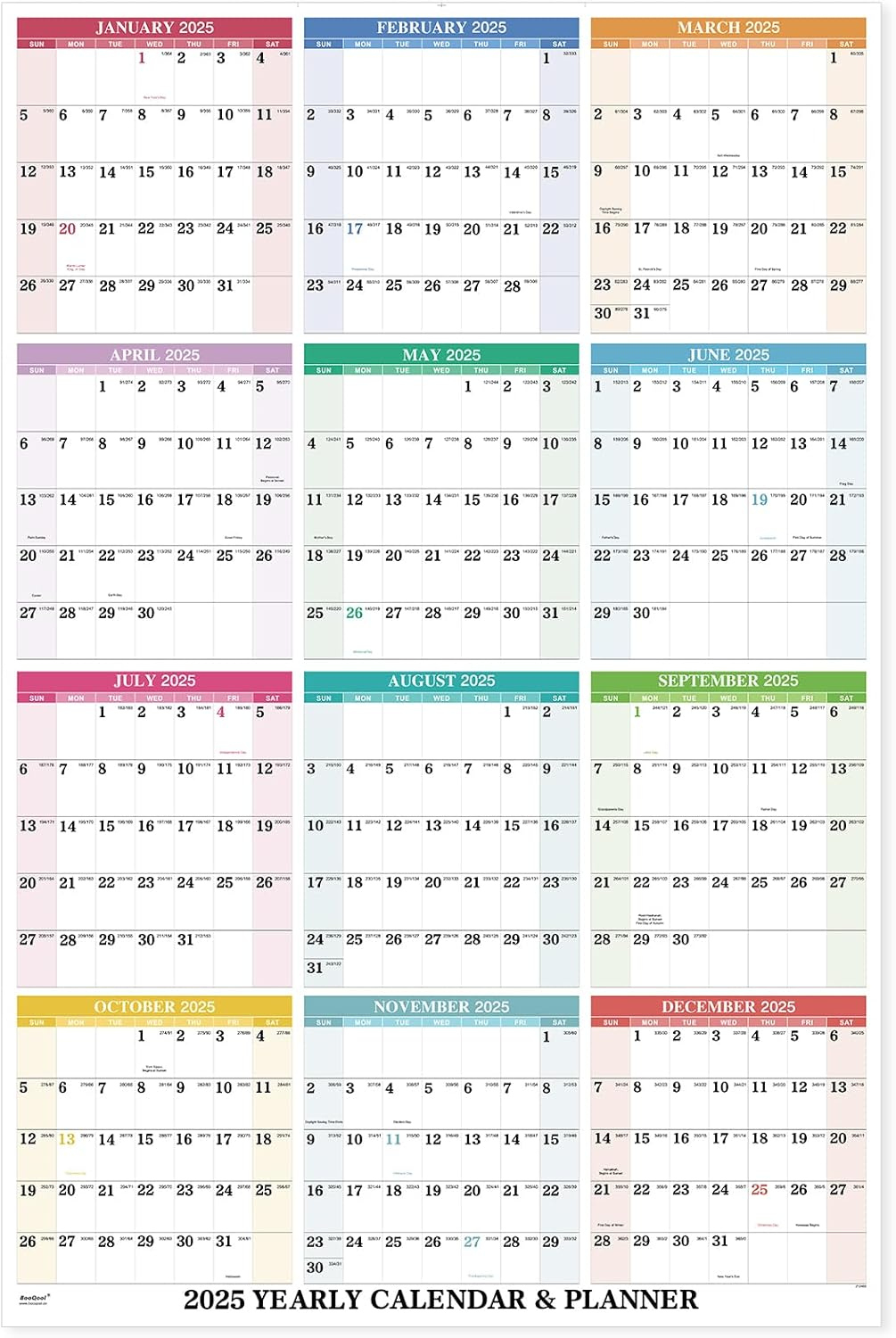 Booqool 2025 Wall Calendar - Yearly Wall Calendar 2025, India | Ubuy with regard to Printable Calendar 2025 Brunei With School Holidays