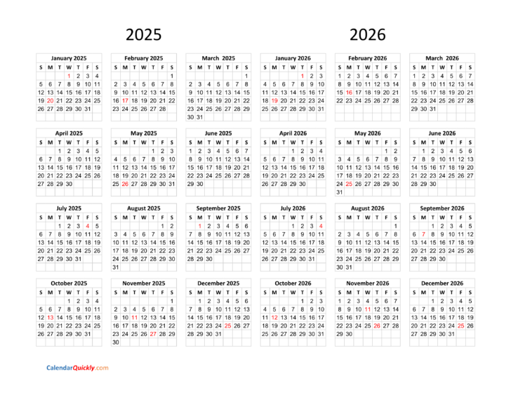 Printable Calendar August 2025 to July 2026