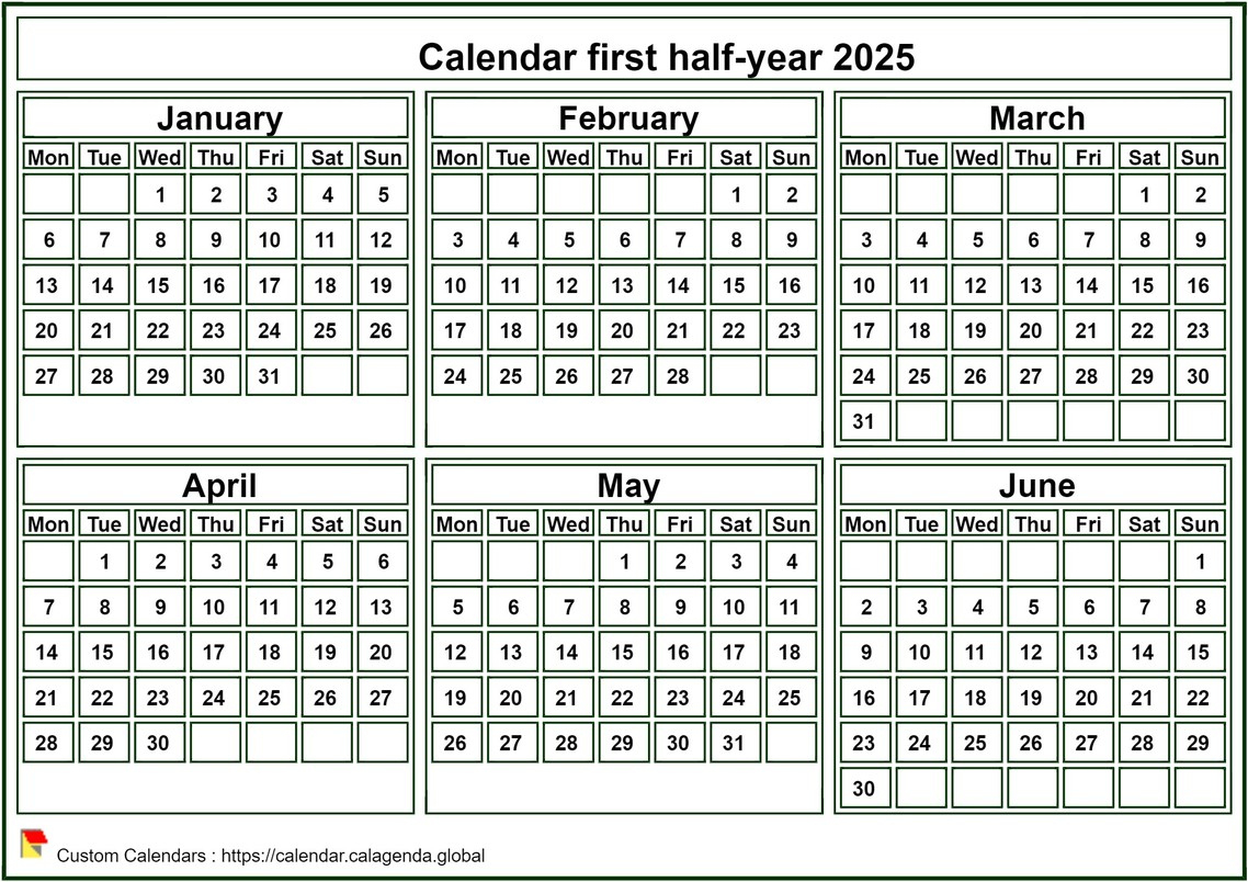 Calendar 2025 To Print, Half-Year, Tiny Pocket Format, White with regard to Pocket Size Calendar 2025 Printable