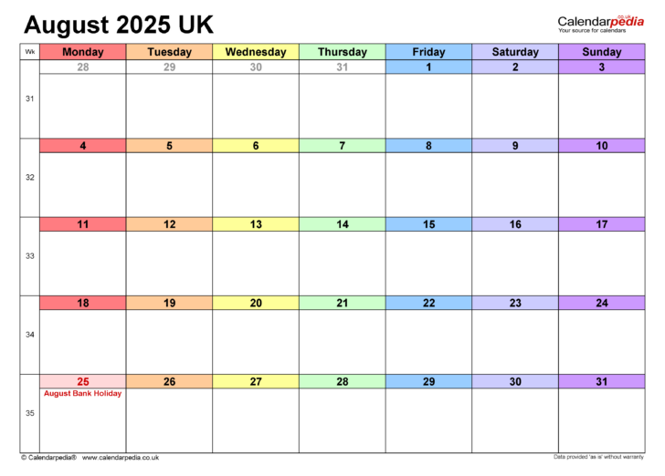 Flip Calendar Starting From August 2025