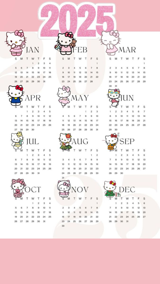 Hello Kitty Calendar 2025 Printable