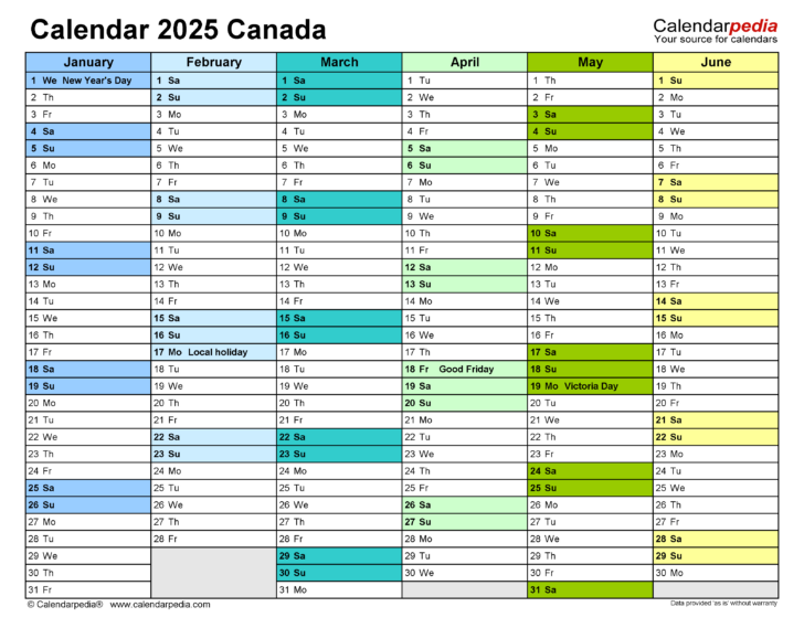 Free Printable Calendar 2025 Canada Word