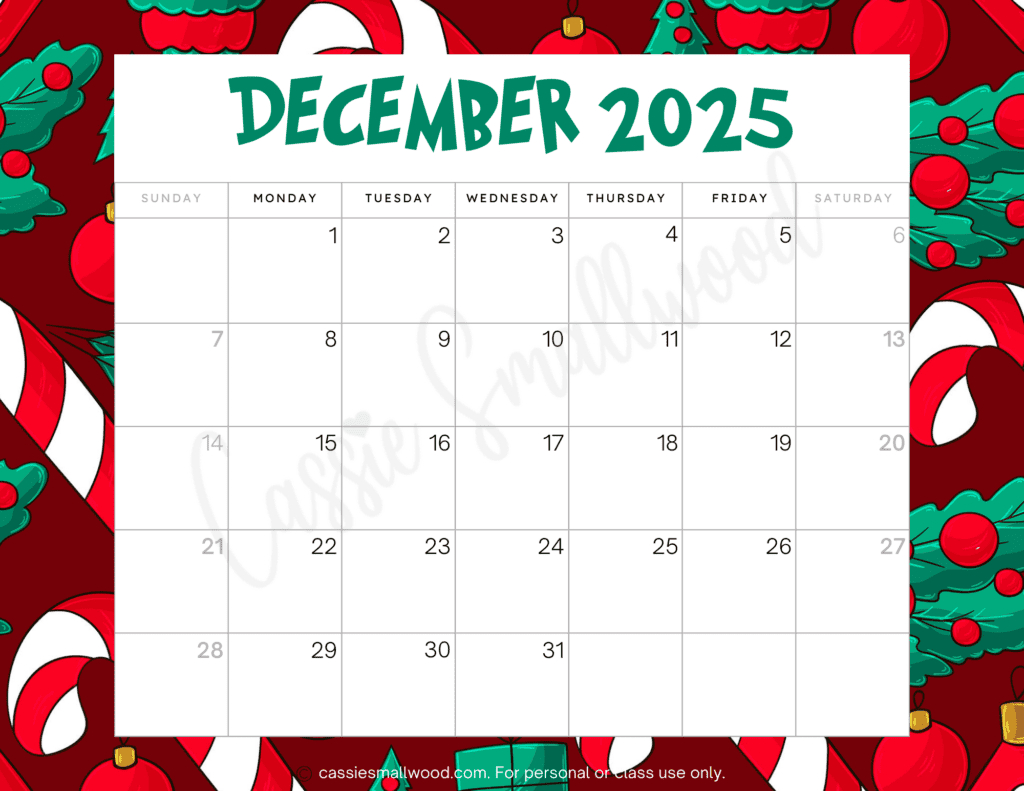 Cute 2025 Free Printable Monthly Calendars - Cassie Smallwood within Printable Calendar 2025 Decorative