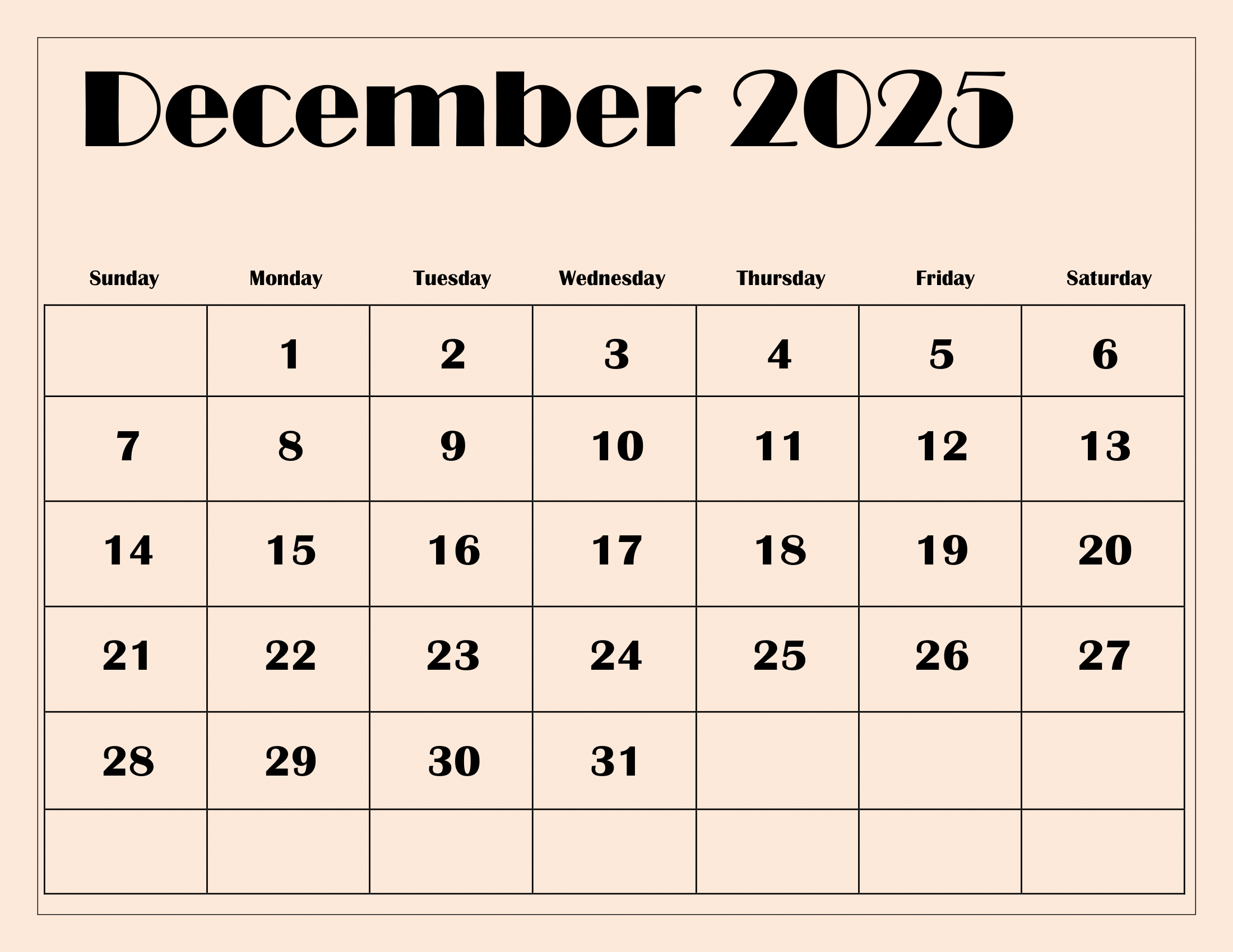 December 2025 Calendar Printable Pdf Template With Holidays with regard to Printable Calendar 2025 December