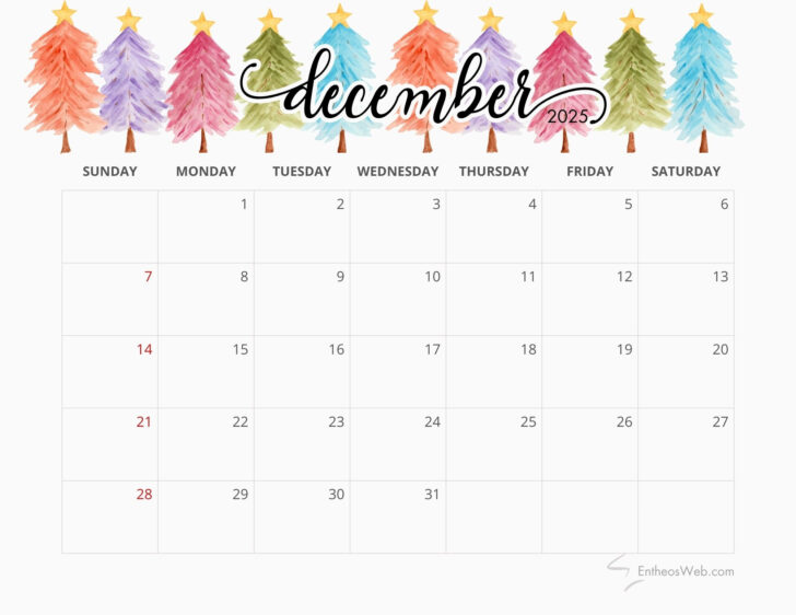 Dec 2025 Calendar Printable Free