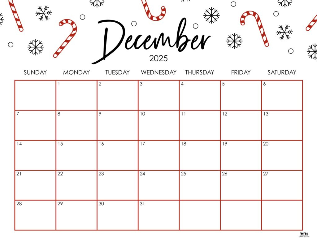 December 2025 Calendars - 107 Free Printables | Printabulls inside Printable Calendar 2025 December