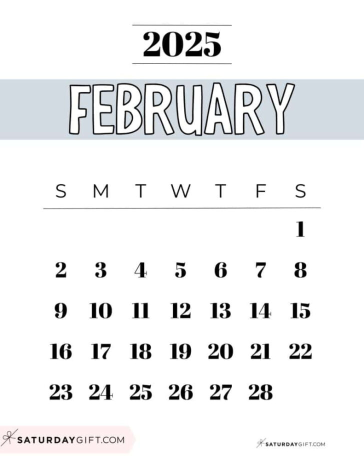 Saturday Gift Printable Calendar 2025