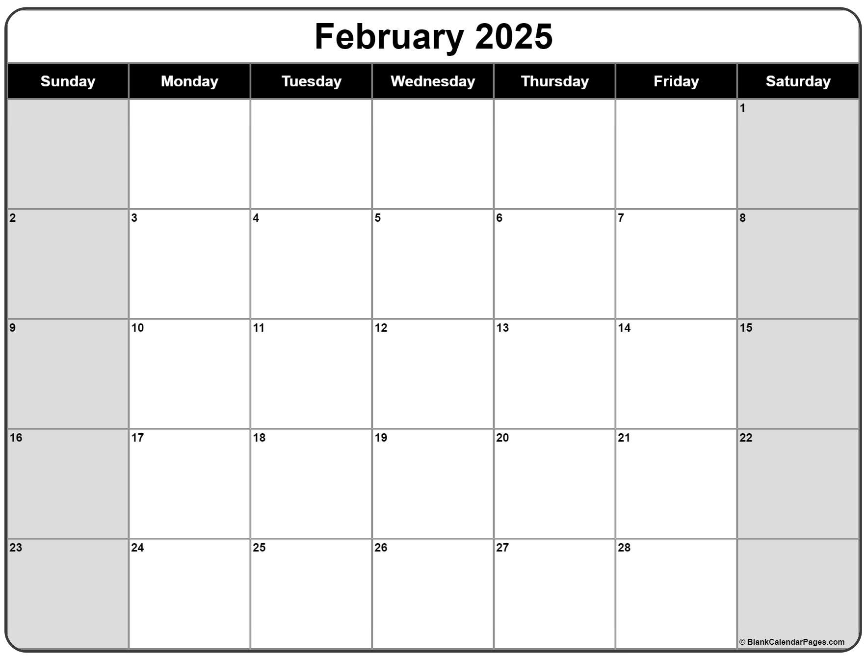 February 2025 Calendar | Free Printable Calendars pertaining to Free Printable Calendar 2025 February