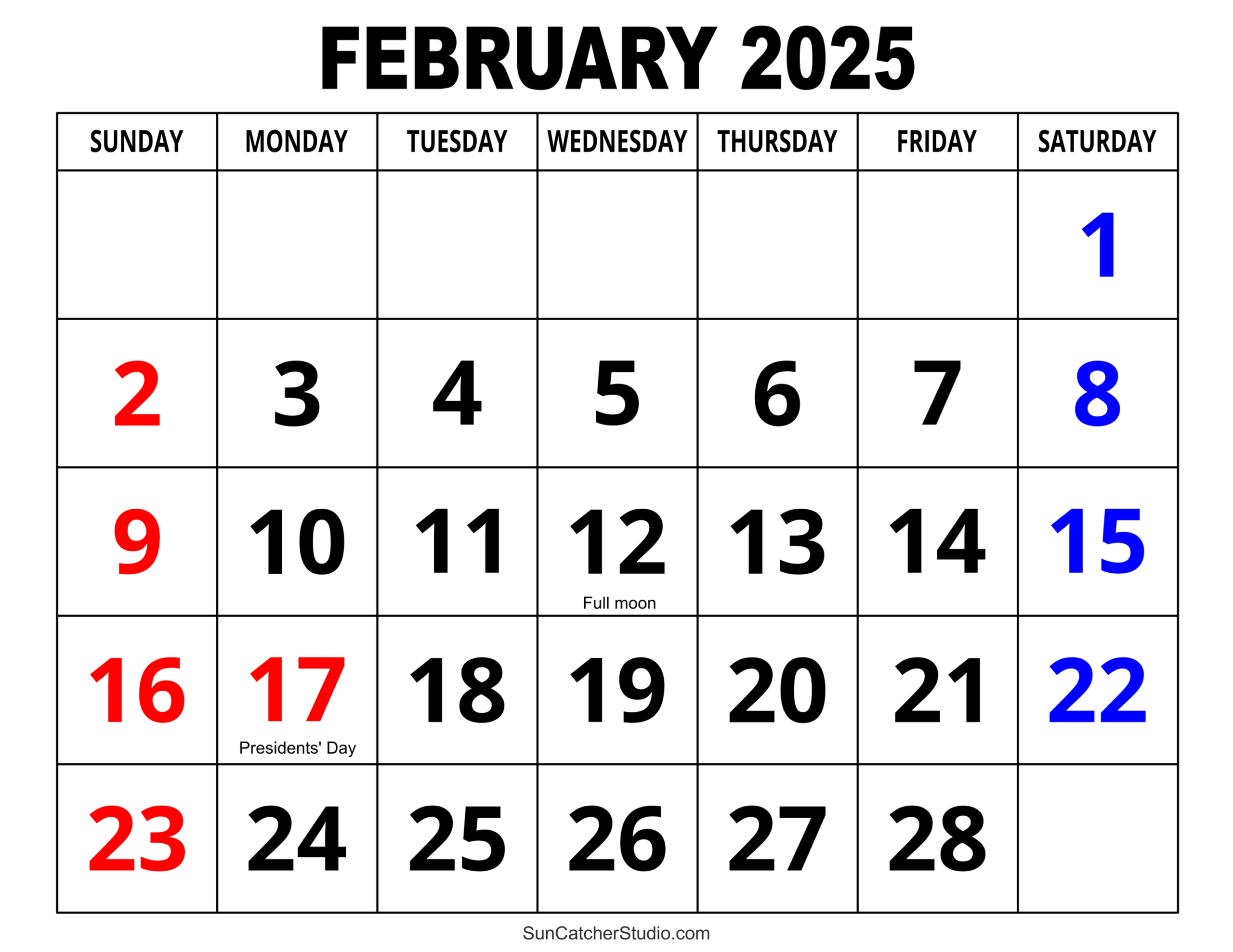 February 2025 Calendar (Free Printable) – Free Printables with regard to February Free Printable Calendar 2025