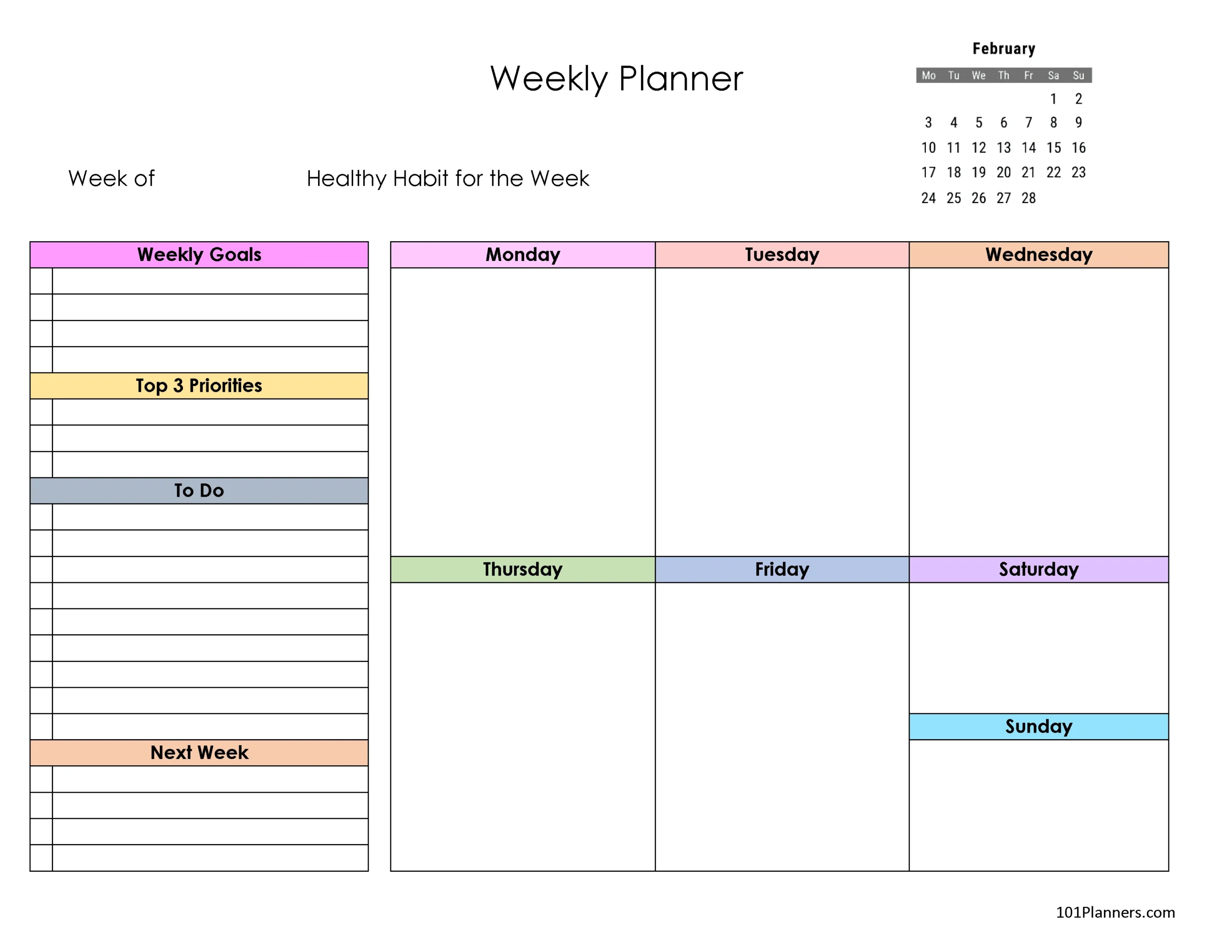 February 2025 Calendar | Instant Download | 101 Designs with Printable Calendar 2025 With To Do List