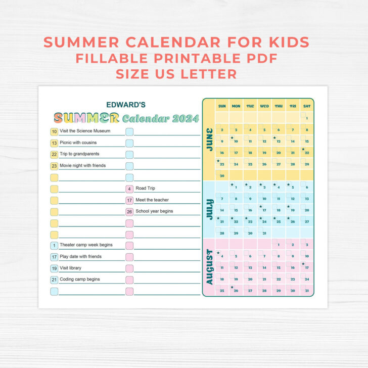 Printable Calendar 2025 Summer