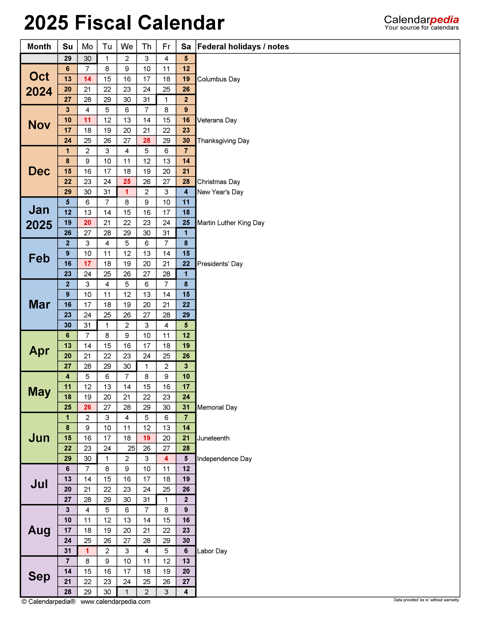 Fiscal Calendars 2025 - Free Printable Word Templates within Fiscal Year 2025 Calendar Printable