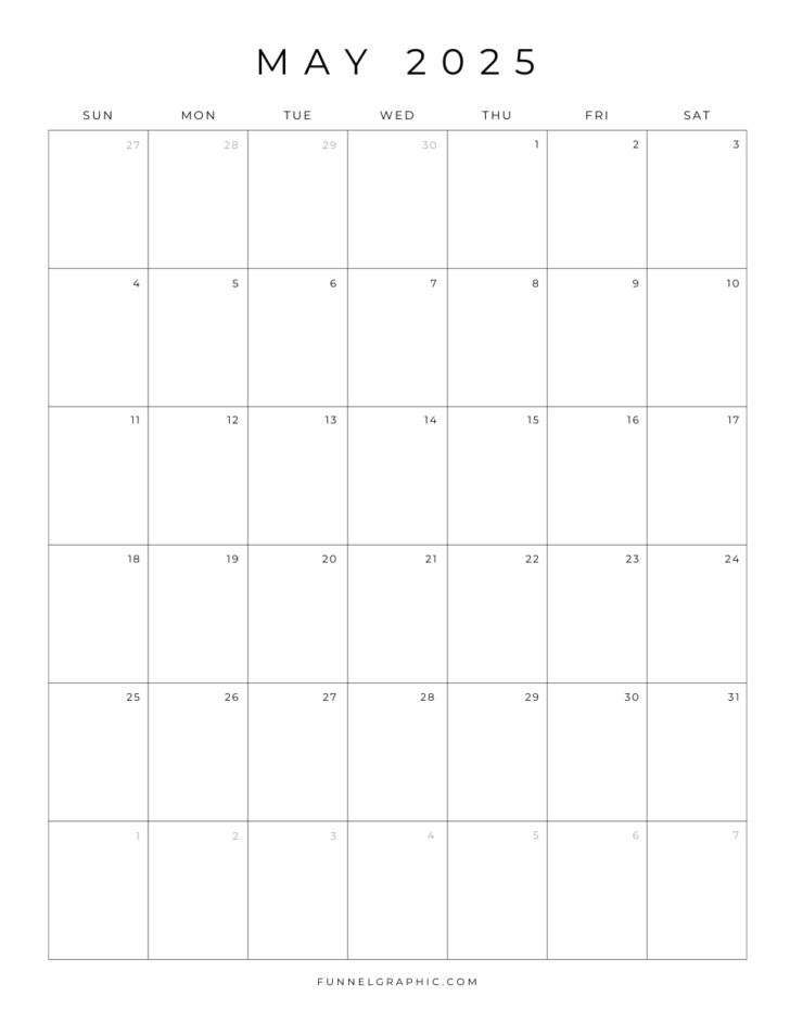 Blank May 2025 Calendar Printable