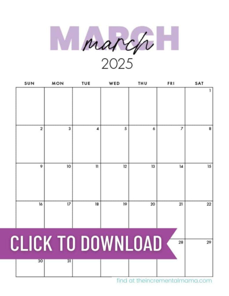 8×11 Printable Calendar 2025