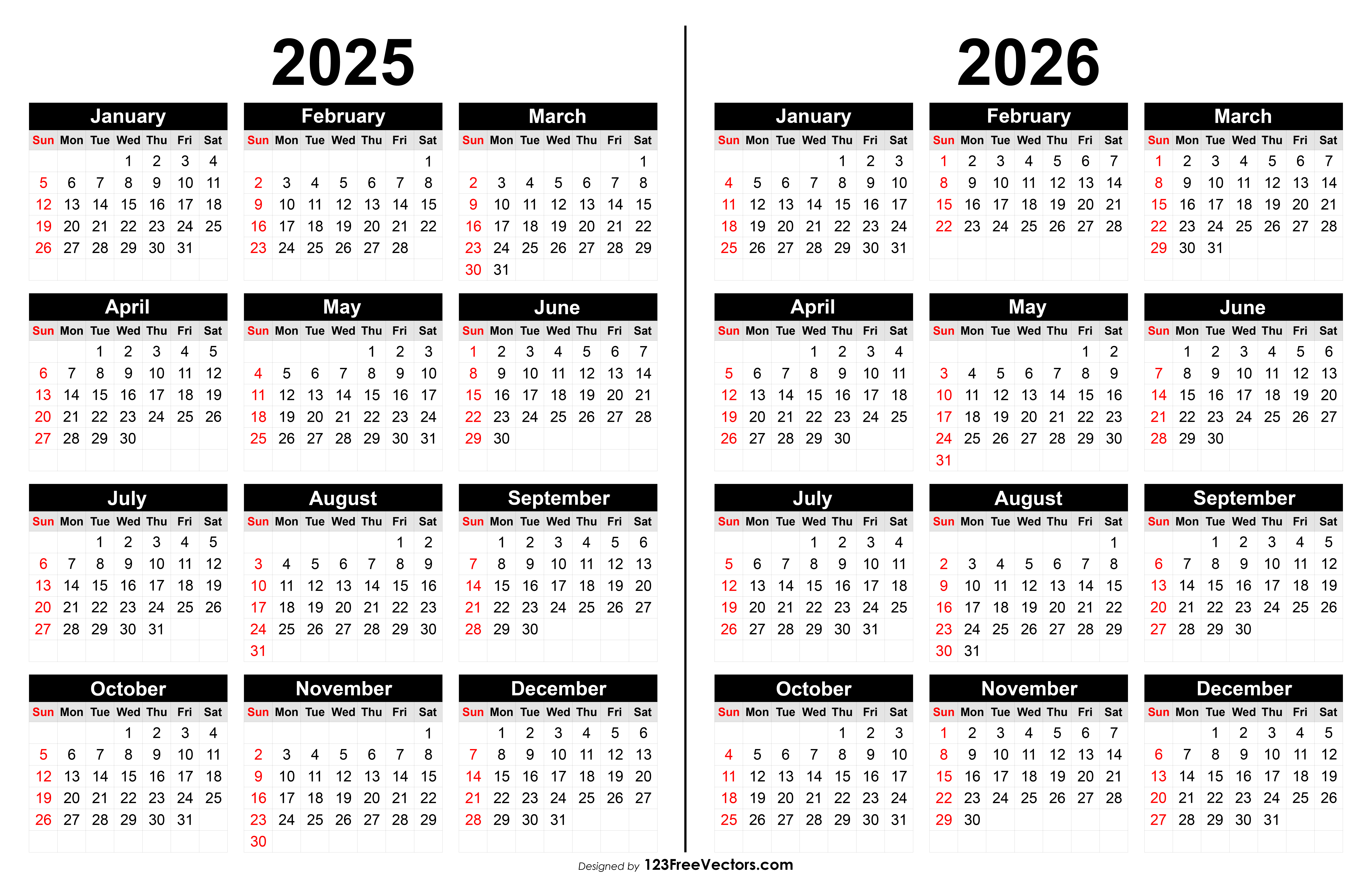 Free Download 2025 And 2026 Calendar Printable inside Free Printable Calendar 2025 and 2026