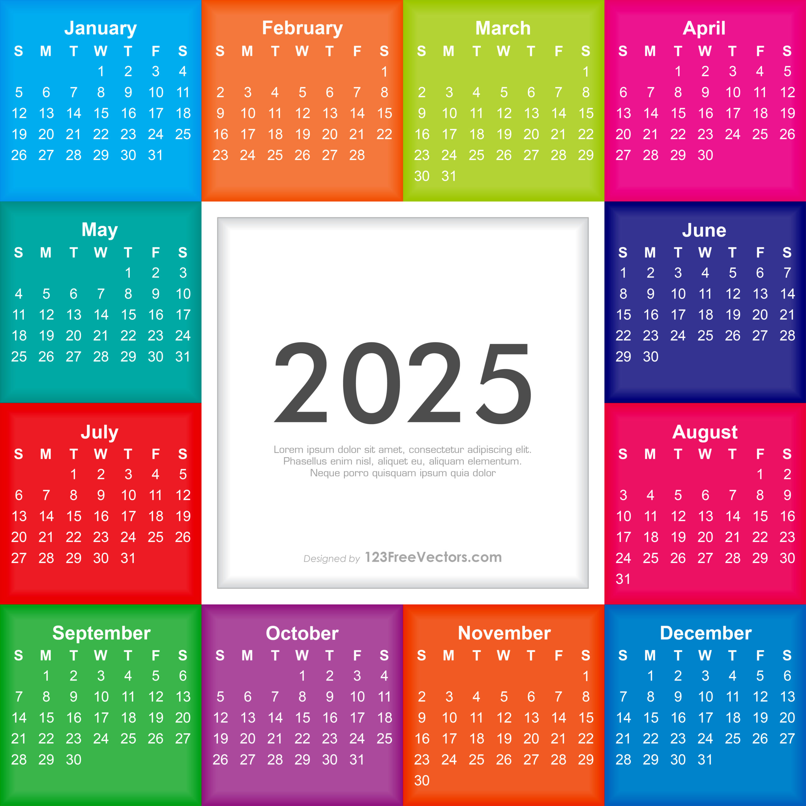 Free Download Colorful Calendar 2025 inside Printable Calendar 2025 Colorful