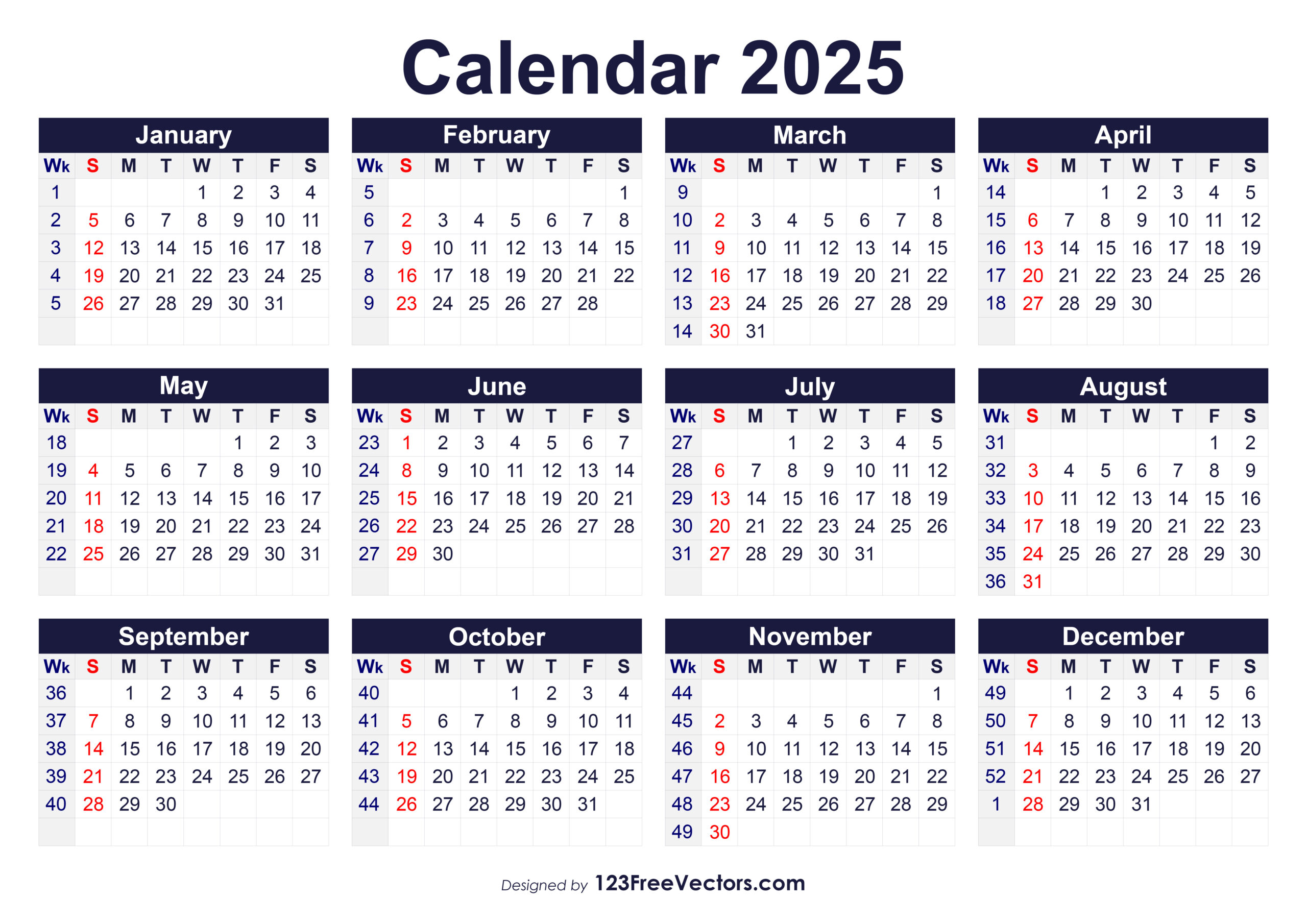 Free Download Printable 2025 Calendar With Week Numbers intended for 2025 Calendar With Week Numbers Printable