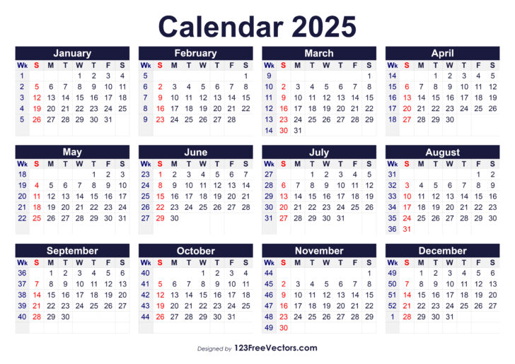 2025 Printable Calendar by Week