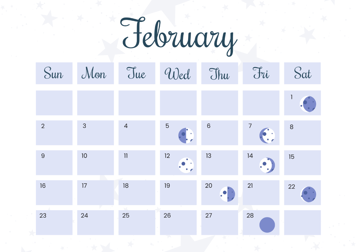 Free February 2025 Calendar With Moon Phases Template To Edit Online for Printable Calendar 2025 with Moon Phases