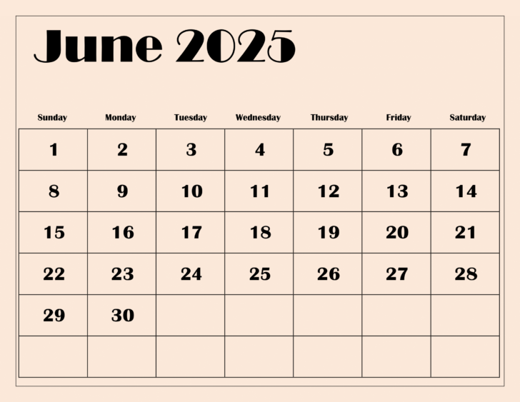 Printable Calendar 2025 Monthly June