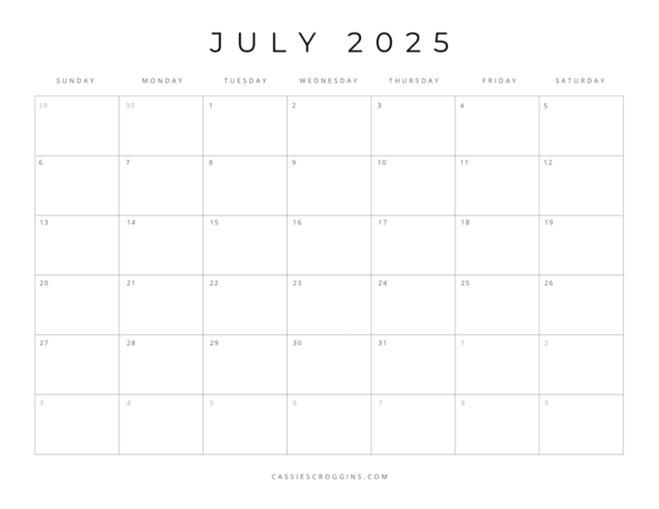 2025 Printable Calendar One Page July