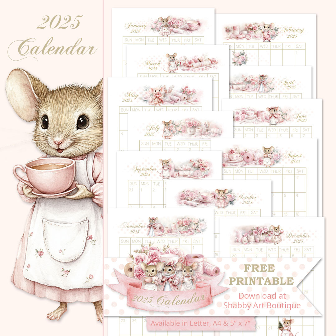 Free Printable 2025 Calendar - Shabby Art Boutique within Printable Calendar 2025 Girly