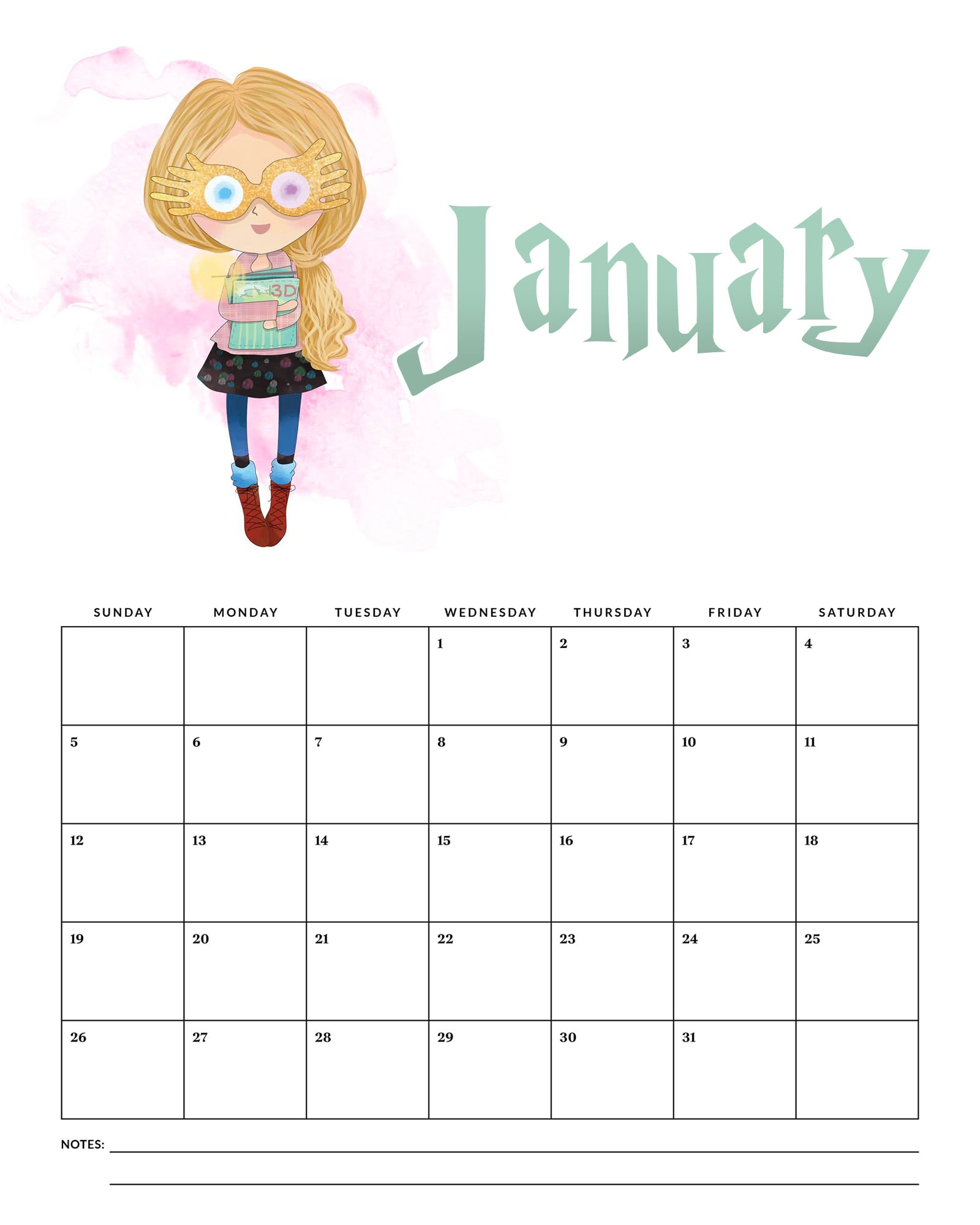Free Printable 2025 Harry Potter Calendar - The Cottage Market inside Printable Calendar 2025 Harry Potter